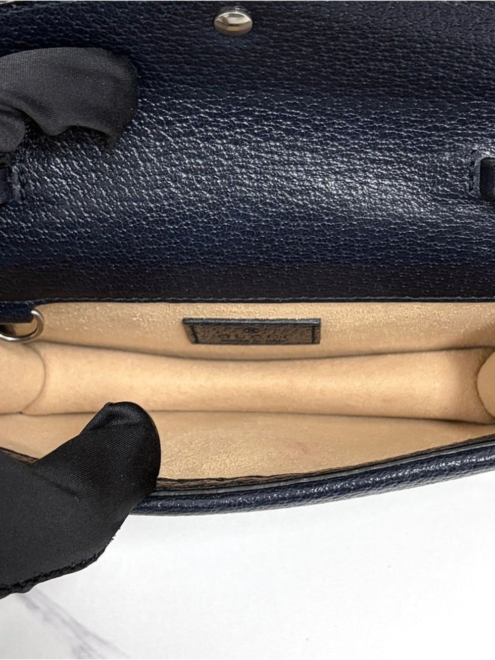 Gucci GG Supreme Dark Blue Leather Trim Dionysus Crossbody - Picture 6 of 8